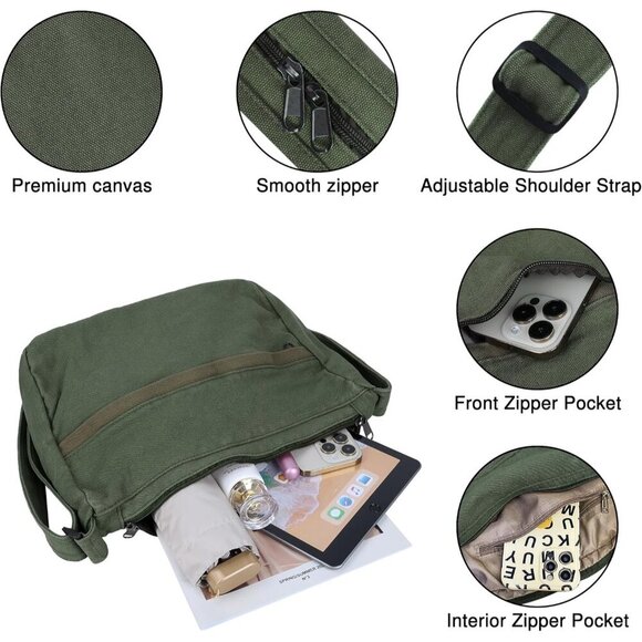 Youjare Canvas Messenger Bag Large Hobo Crossbody Shoulder Tote for Women - Picture 4 of 7